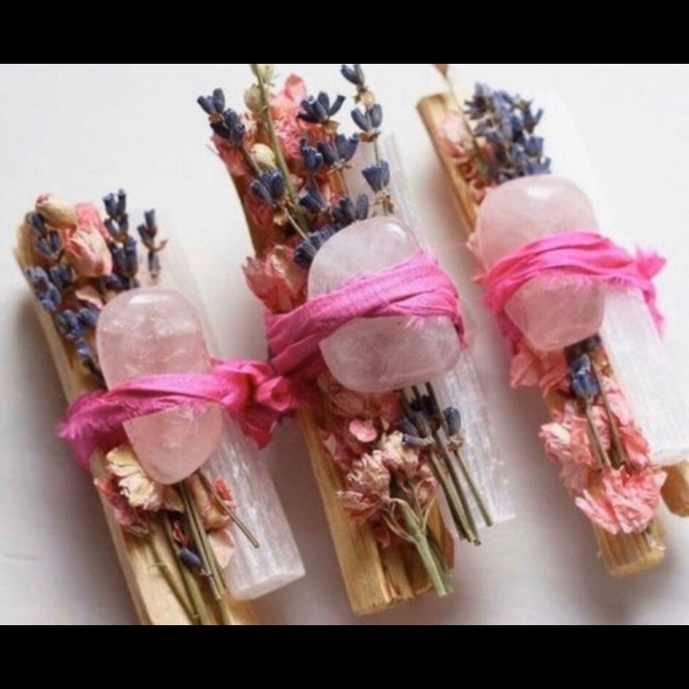 Smudge sticks with flowers